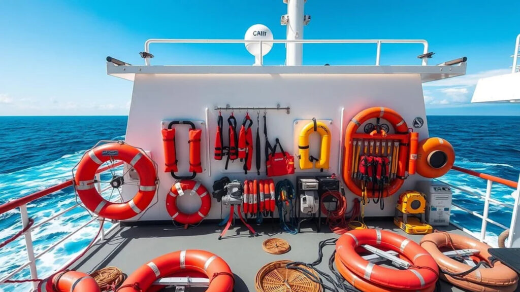 An Array of Life Saving Equipment on a Boat