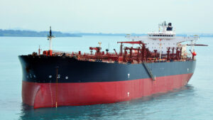Oil tanker sailing out to sea