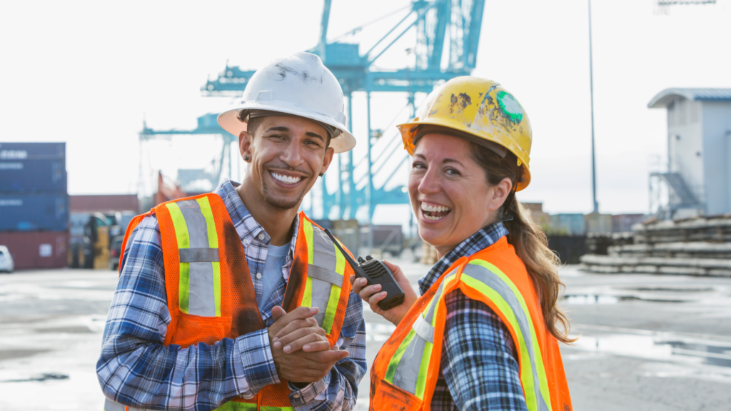 Port worker supervisor posing for a photo op