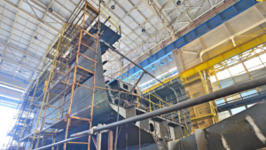 Ship building at dry port
