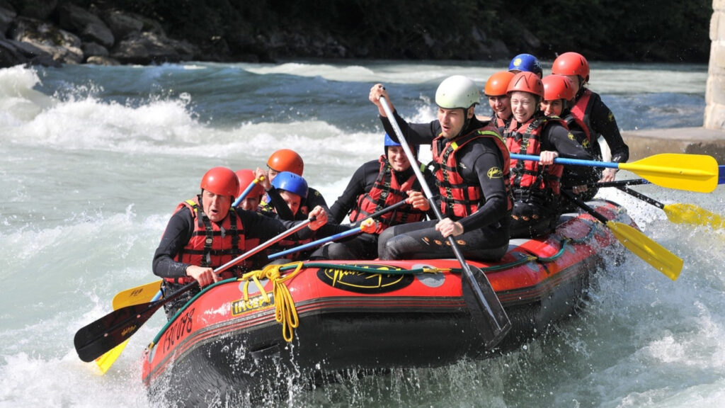 Life saving raft in the rough waters