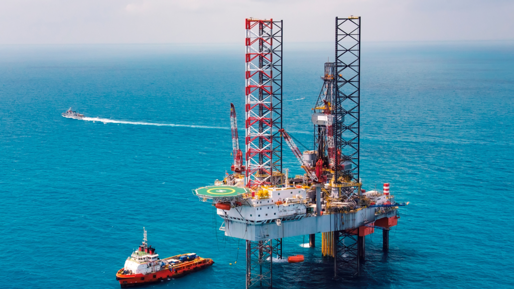 Oil Platform with Two Towers and Helipad