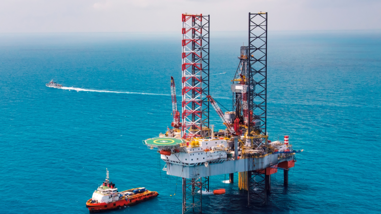 Oil Platform with Two Towers and Helipad