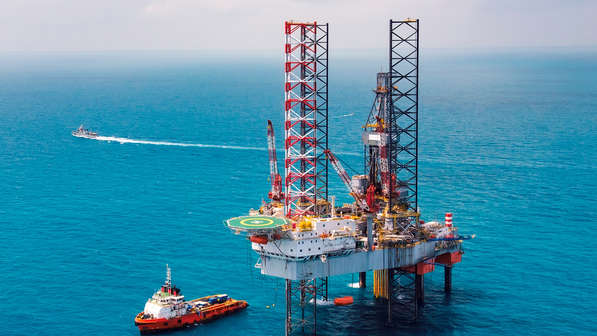 Oil Platform with Two Towers and Helipad