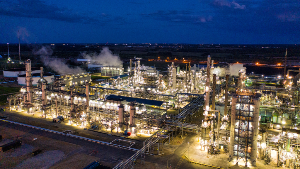 Oil Refining Complex at Sunset