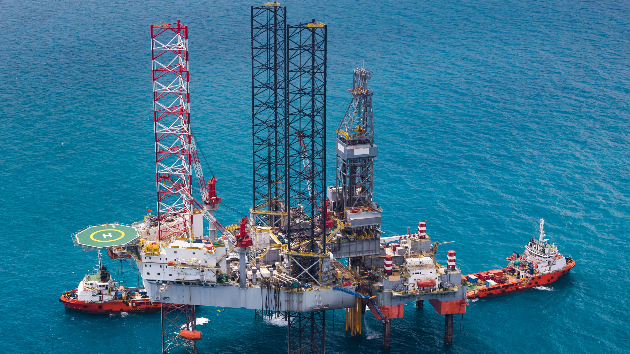 Oil Platform at Sea with a Helicopter Pad