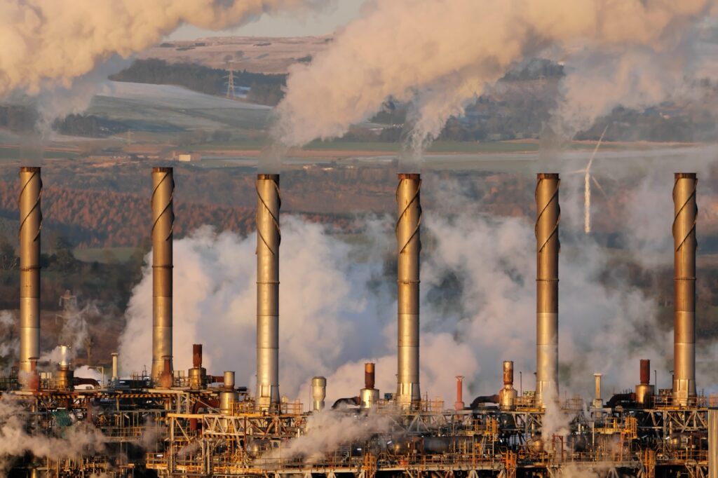 Refinery stacks