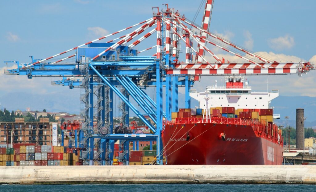 Container ship at sea
