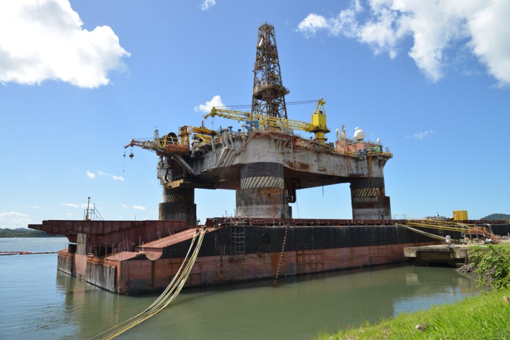 Semi-submersible rig at moorings