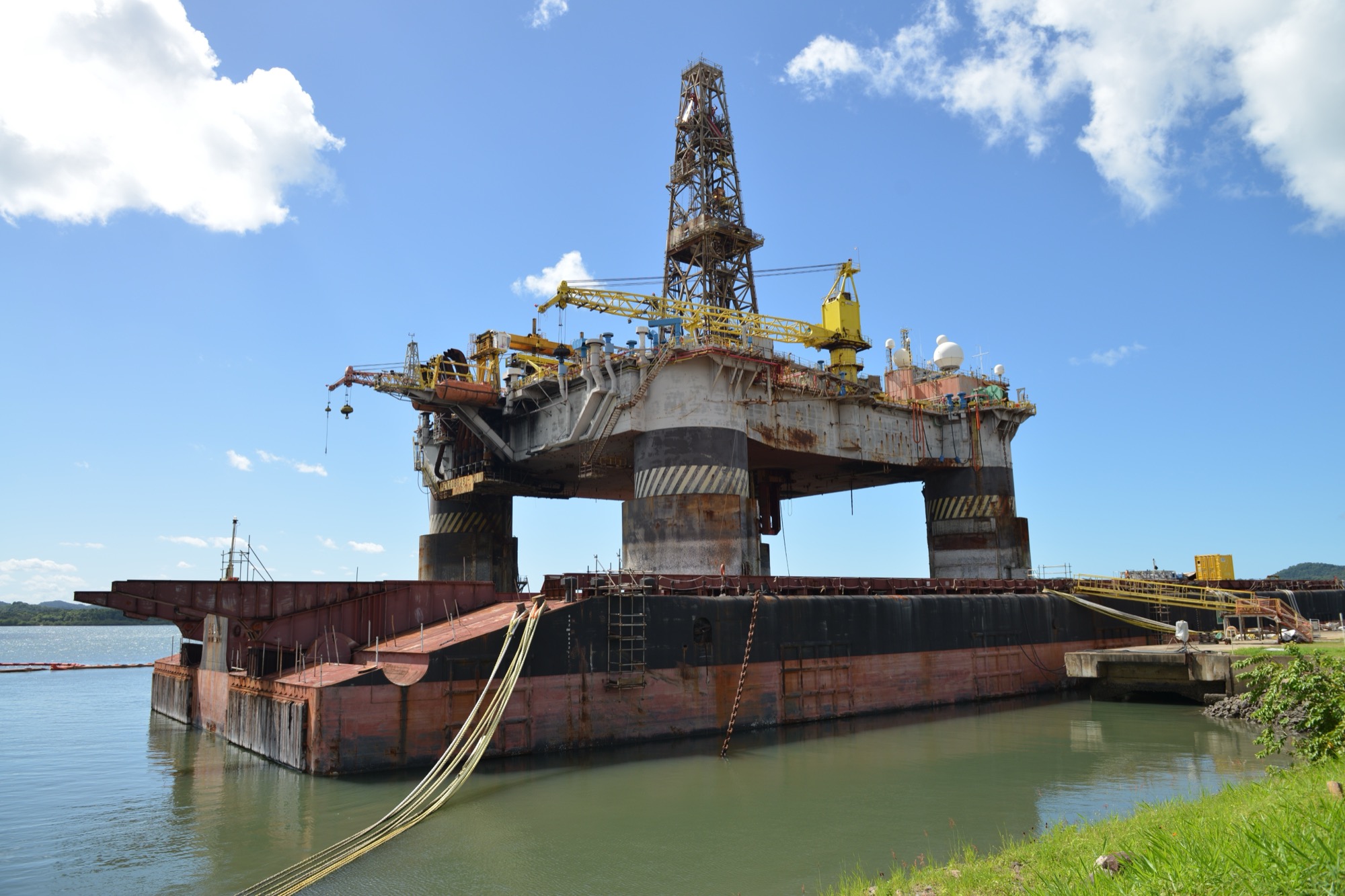 Semi-submersible rig at moorings