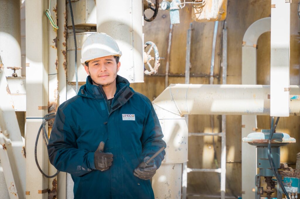 Worker in PPE at process plant