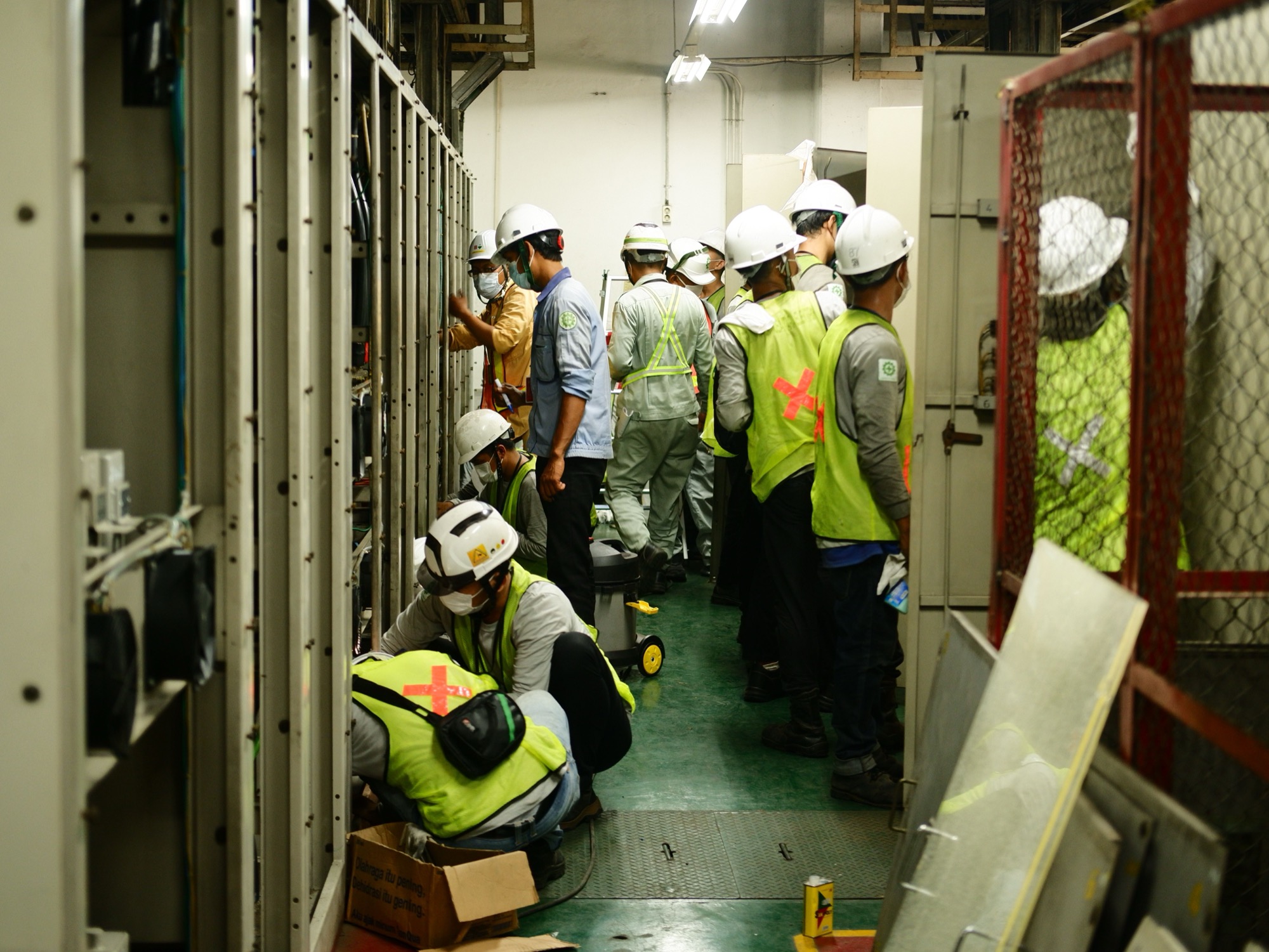 Crew briefing in a ship space