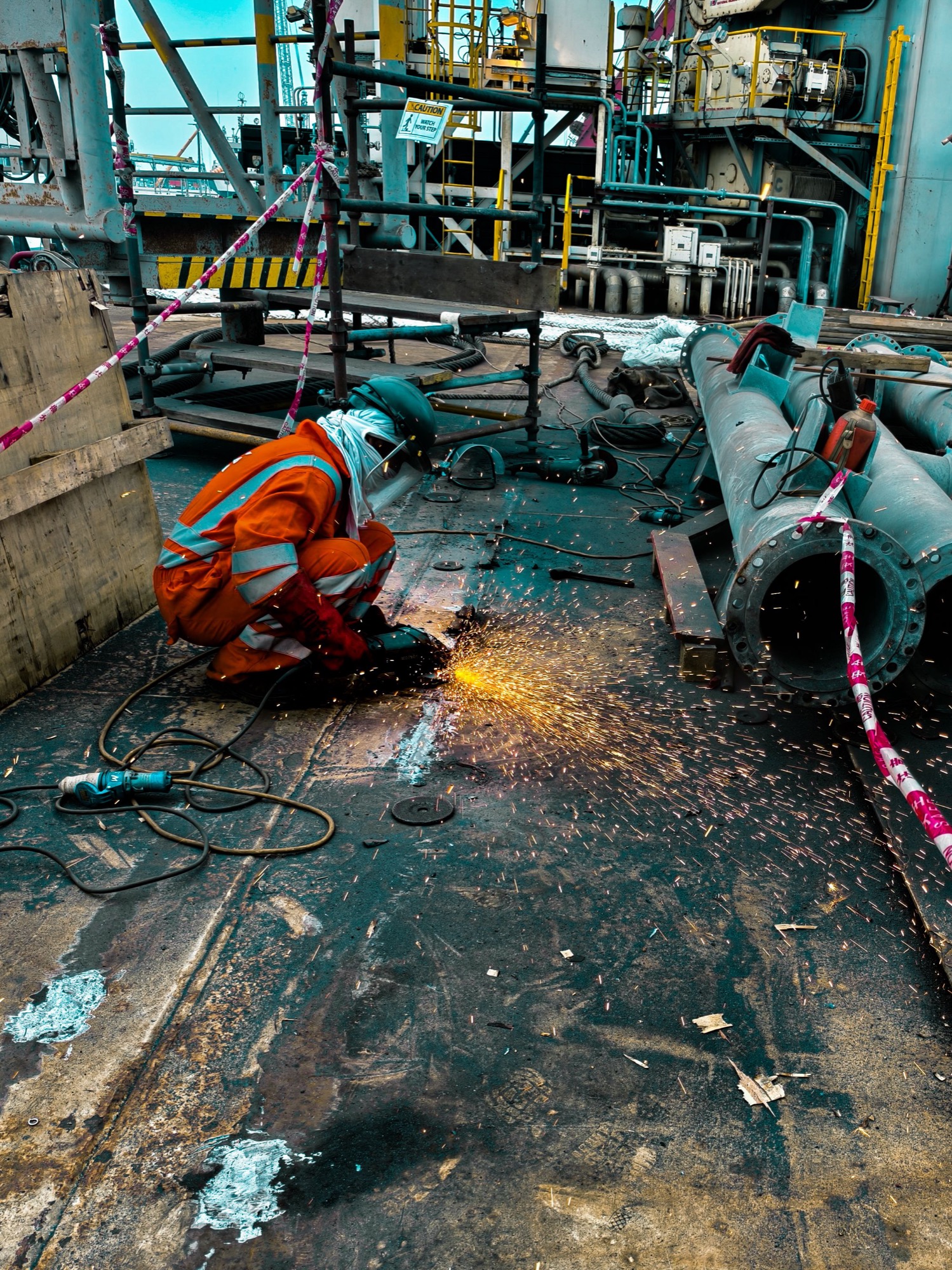 Hot work on deck