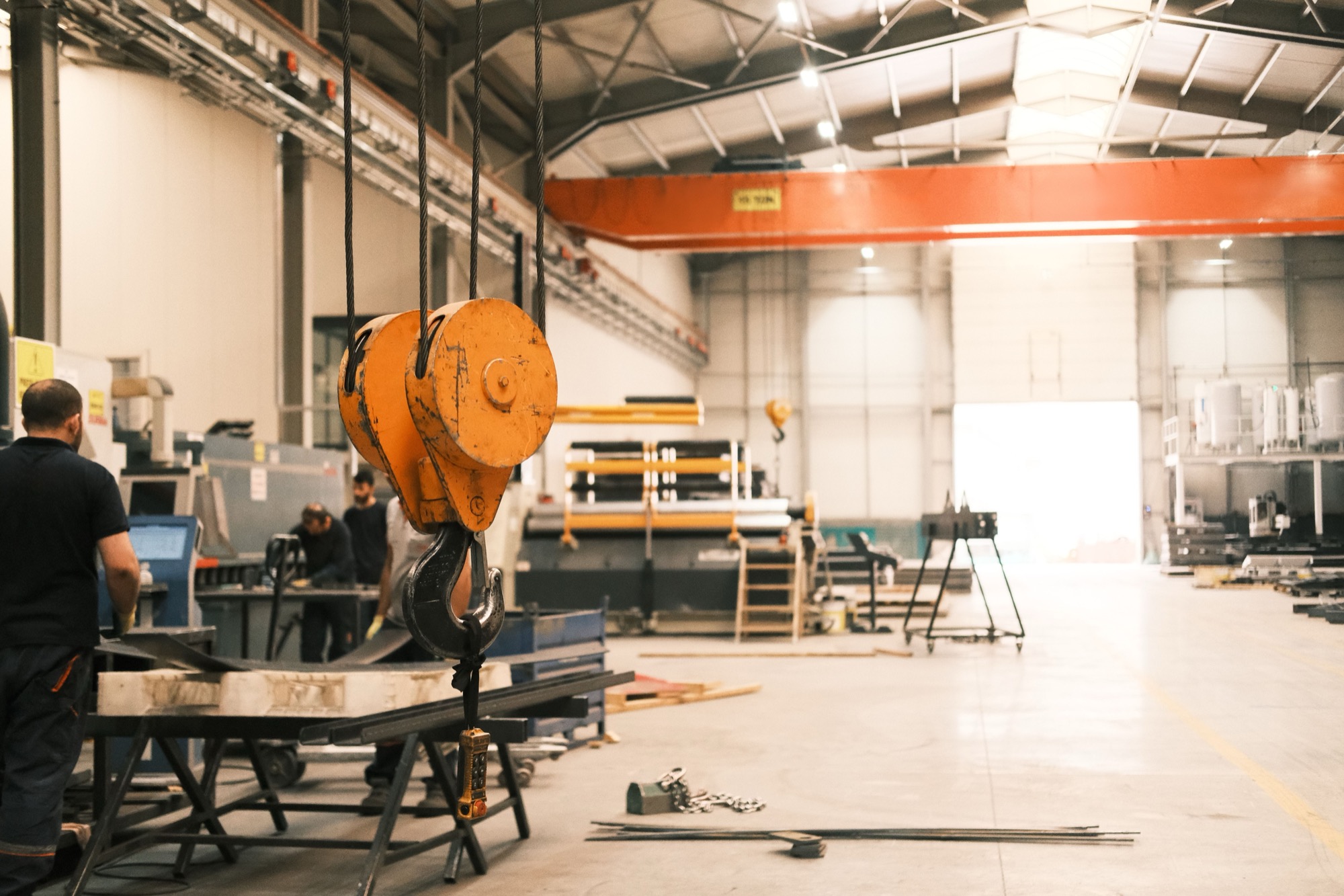 Lifeboat in a servicing workshop